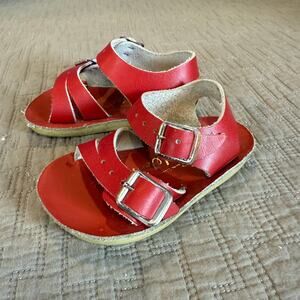 Red Leather Salt Water Sandals Sun Sand Sea Wees Saltwater by Hoy Baby Girl 2